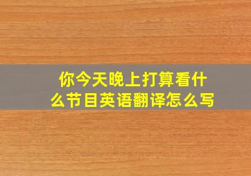 你今天晚上打算看什么节目英语翻译怎么写