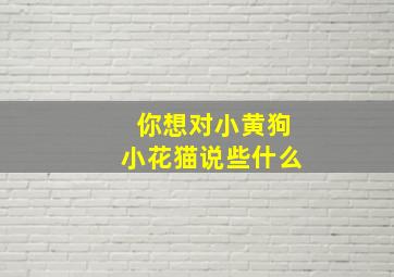 你想对小黄狗小花猫说些什么