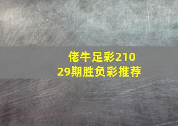 佬牛足彩21029期胜负彩推荐