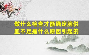 做什么检查才能确定脑供血不足是什么原因引起的