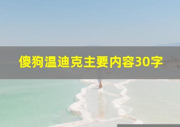 傻狗温迪克主要内容30字