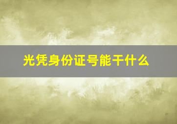 光凭身份证号能干什么