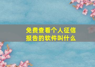 免费查看个人征信报告的软件叫什么