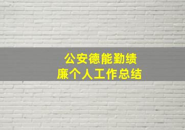 公安德能勤绩廉个人工作总结