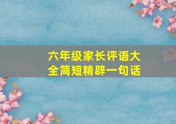 六年级家长评语大全简短精辟一句话