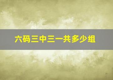 六码三中三一共多少组