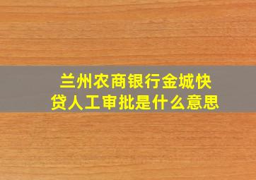 兰州农商银行金城快贷人工审批是什么意思