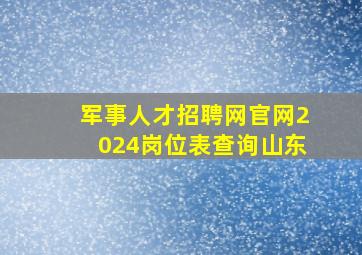 军事人才招聘网官网2024岗位表查询山东