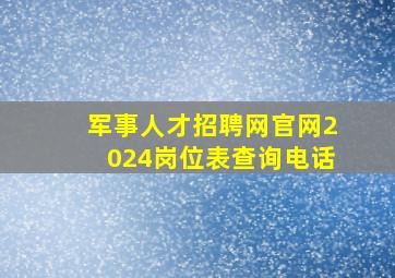 军事人才招聘网官网2024岗位表查询电话