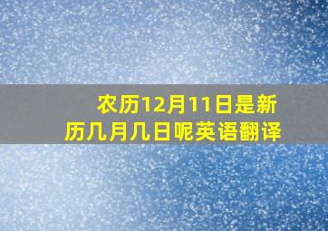 农历12月11日是新历几月几日呢英语翻译