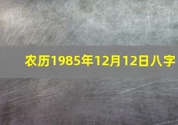 农历1985年12月12日八字