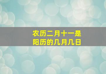 农历二月十一是阳历的几月几日