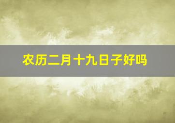 农历二月十九日子好吗