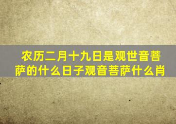 农历二月十九日是观世音菩萨的什么日子观音菩萨什么肖