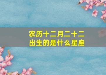 农历十二月二十二出生的是什么星座