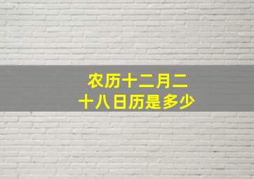 农历十二月二十八日历是多少