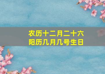 农历十二月二十六阳历几月几号生日