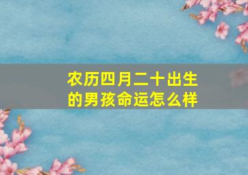 农历四月二十出生的男孩命运怎么样