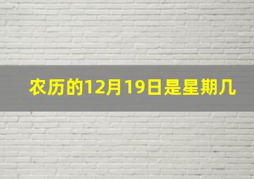 农历的12月19日是星期几