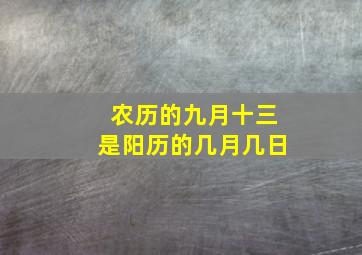 农历的九月十三是阳历的几月几日