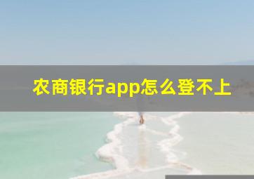 农商银行app怎么登不上