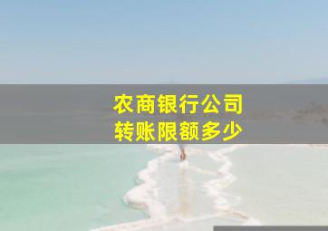 农商银行公司转账限额多少