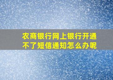 农商银行网上银行开通不了短信通知怎么办呢