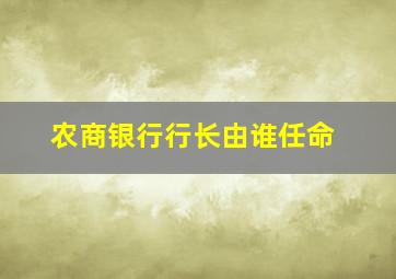 农商银行行长由谁任命