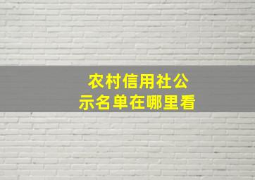 农村信用社公示名单在哪里看