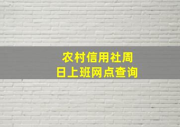 农村信用社周日上班网点查询