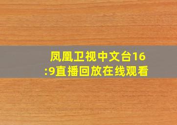 凤凰卫视中文台16:9直播回放在线观看