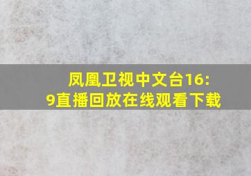 凤凰卫视中文台16:9直播回放在线观看下载