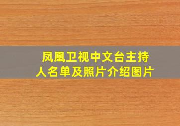 凤凰卫视中文台主持人名单及照片介绍图片