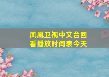 凤凰卫视中文台回看播放时间表今天