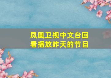 凤凰卫视中文台回看播放昨天的节目