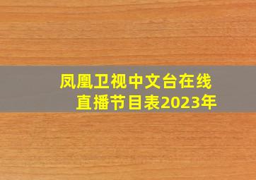 凤凰卫视中文台在线直播节目表2023年