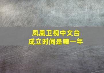 凤凰卫视中文台成立时间是哪一年