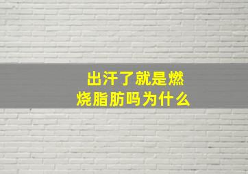 出汗了就是燃烧脂肪吗为什么