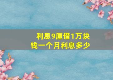 利息9厘借1万块钱一个月利息多少