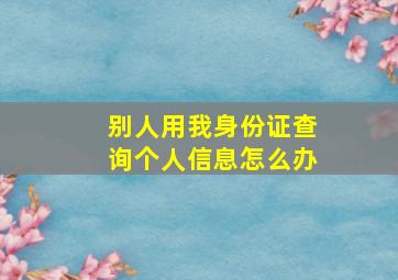 别人用我身份证查询个人信息怎么办