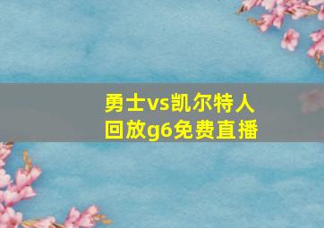 勇士vs凯尔特人回放g6免费直播