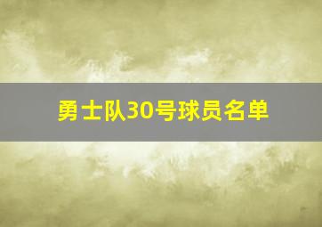 勇士队30号球员名单