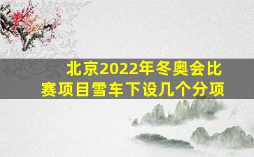 北京2022年冬奥会比赛项目雪车下设几个分项