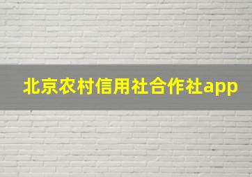 北京农村信用社合作社app