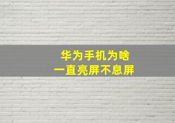 华为手机为啥一直亮屏不息屏