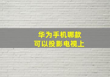 华为手机哪款可以投影电视上