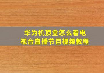 华为机顶盒怎么看电视台直播节目视频教程