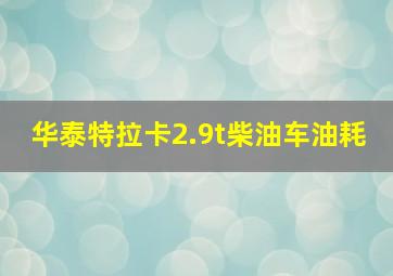 华泰特拉卡2.9t柴油车油耗