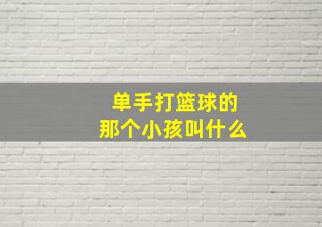 单手打篮球的那个小孩叫什么