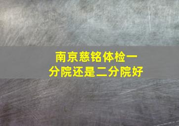 南京慈铭体检一分院还是二分院好